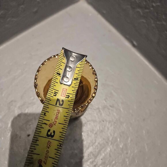 Bohemian Hand Blown Hand Painted Gold Rimmed Amber 3.5" Vase - Picture 5 of 10